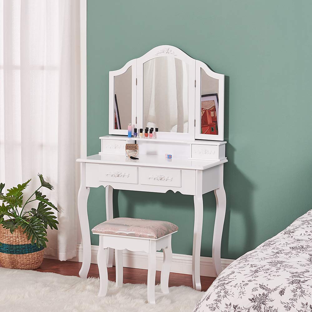 Panana White Dressing Table Set