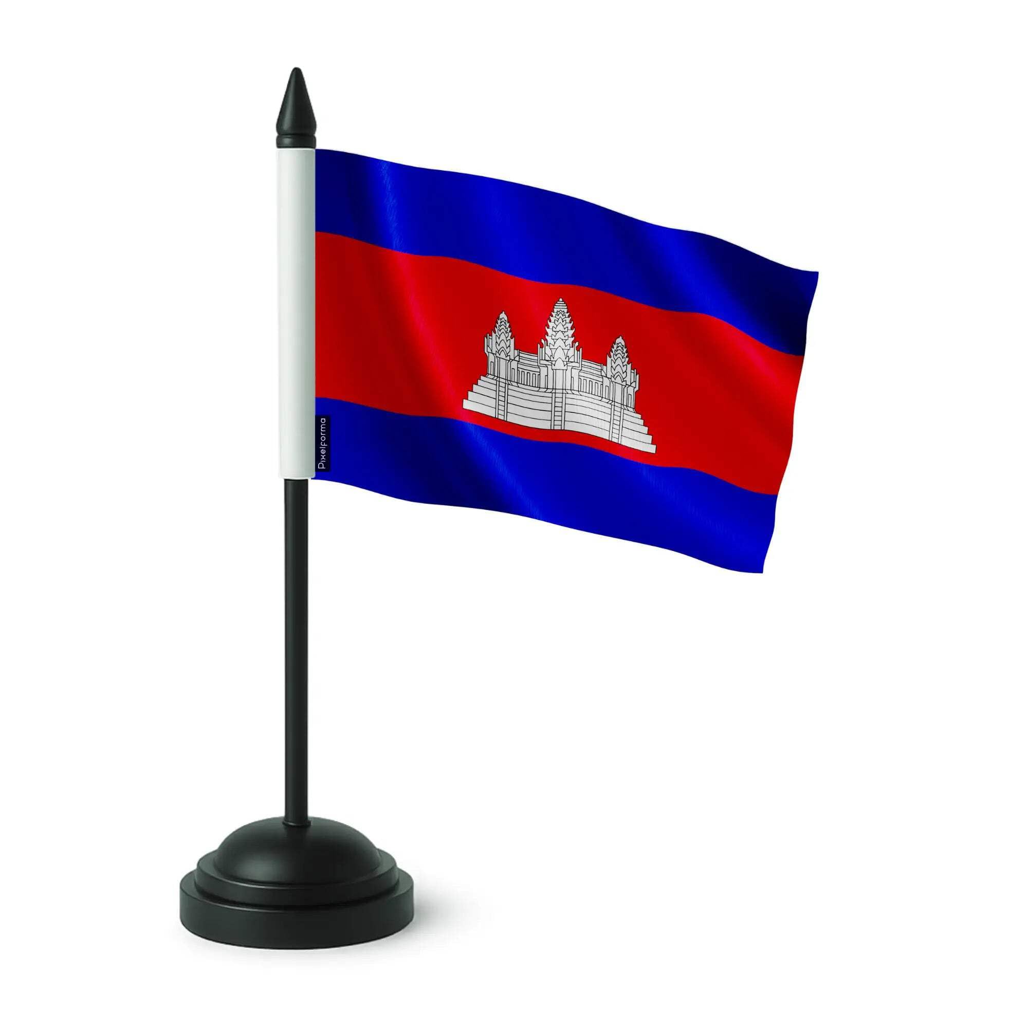 Drapeau de table Cambodge en polyester 14x21cm pour décoration