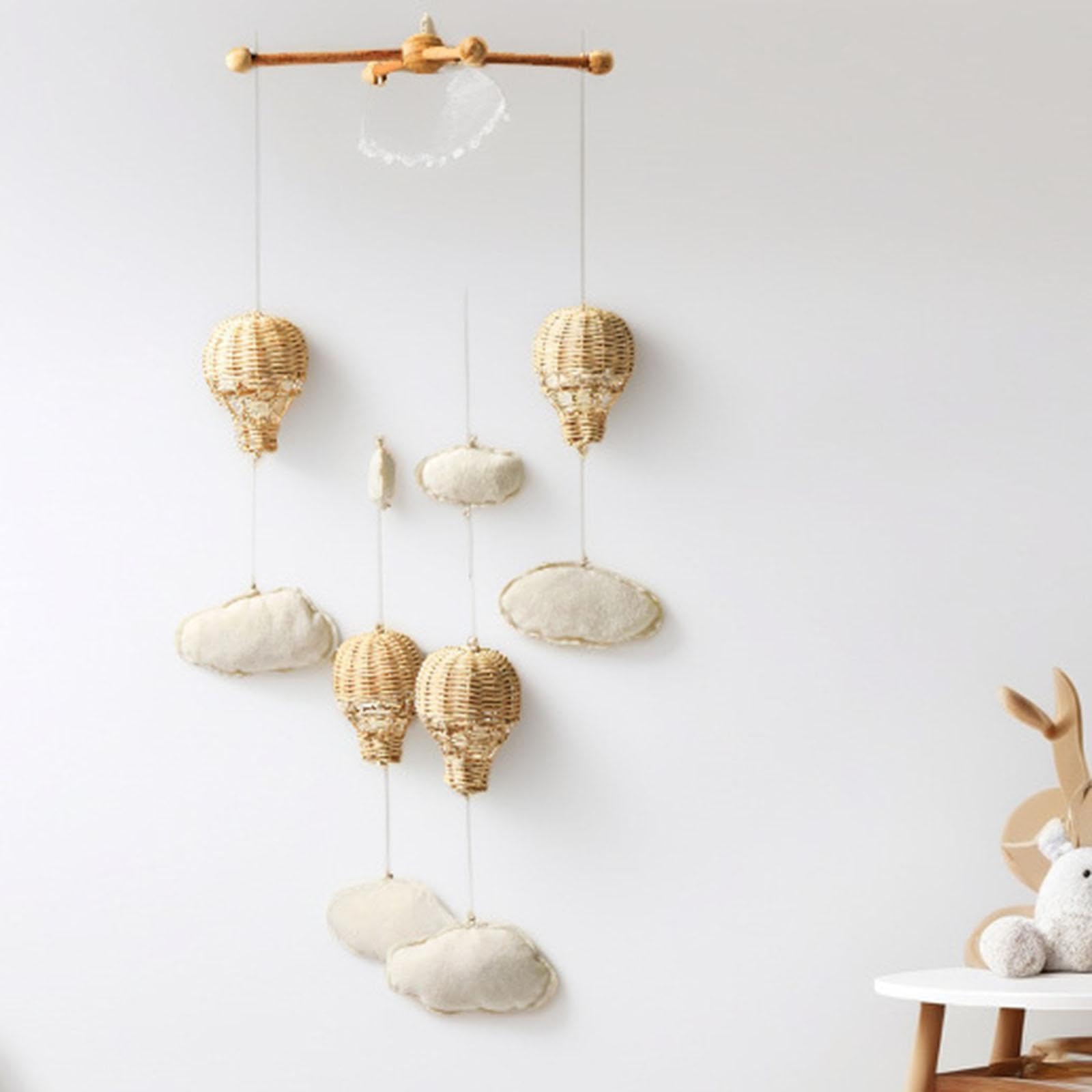 Giostrina da Appendere per Bambini con Mongolfiera in Rattan e Ciondolo a Forma di Nuvola, Decorazione Attraente per la cameretta dei Bambini,