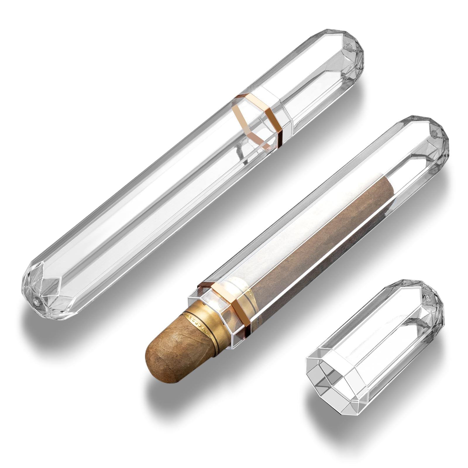 CIGARLOONG Portable Cigar Humidor Tube Plactic Transparent Cigar Tube Single Cigar Case Travel Holder with Cap,1 Piece