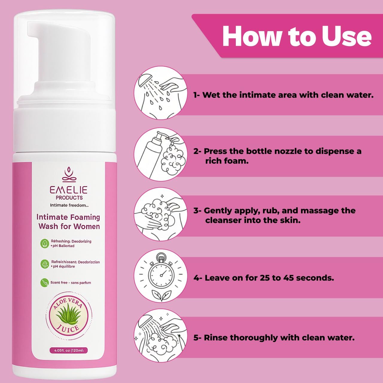 Intimate Foaming Cleanser for Women – pH Balanced Feminine Wash with Calendula, Chamomile & Aloe – Gentle Daily Cleanse for Sensitive Skin, Hydrating & Plant-Based – 4.05 fl oz