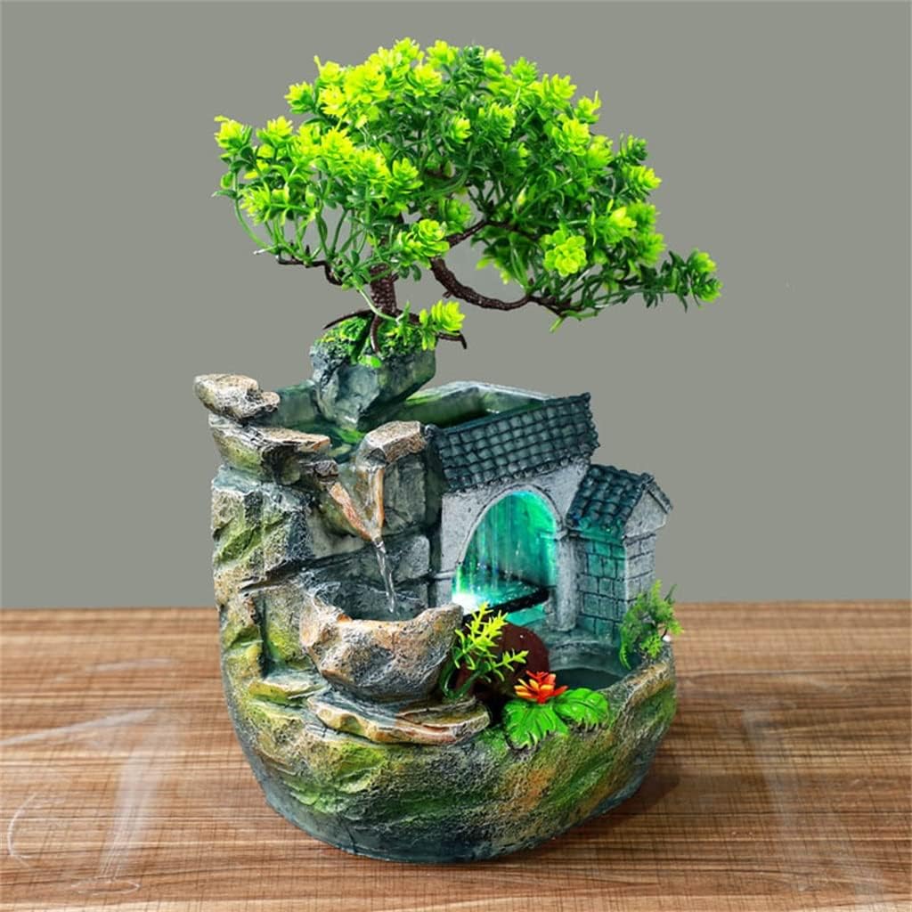 Tabletop Fountain Rockery Waterfall Desktop Mini Crafts Gift Atomizing Humidifier Home Office image 2
