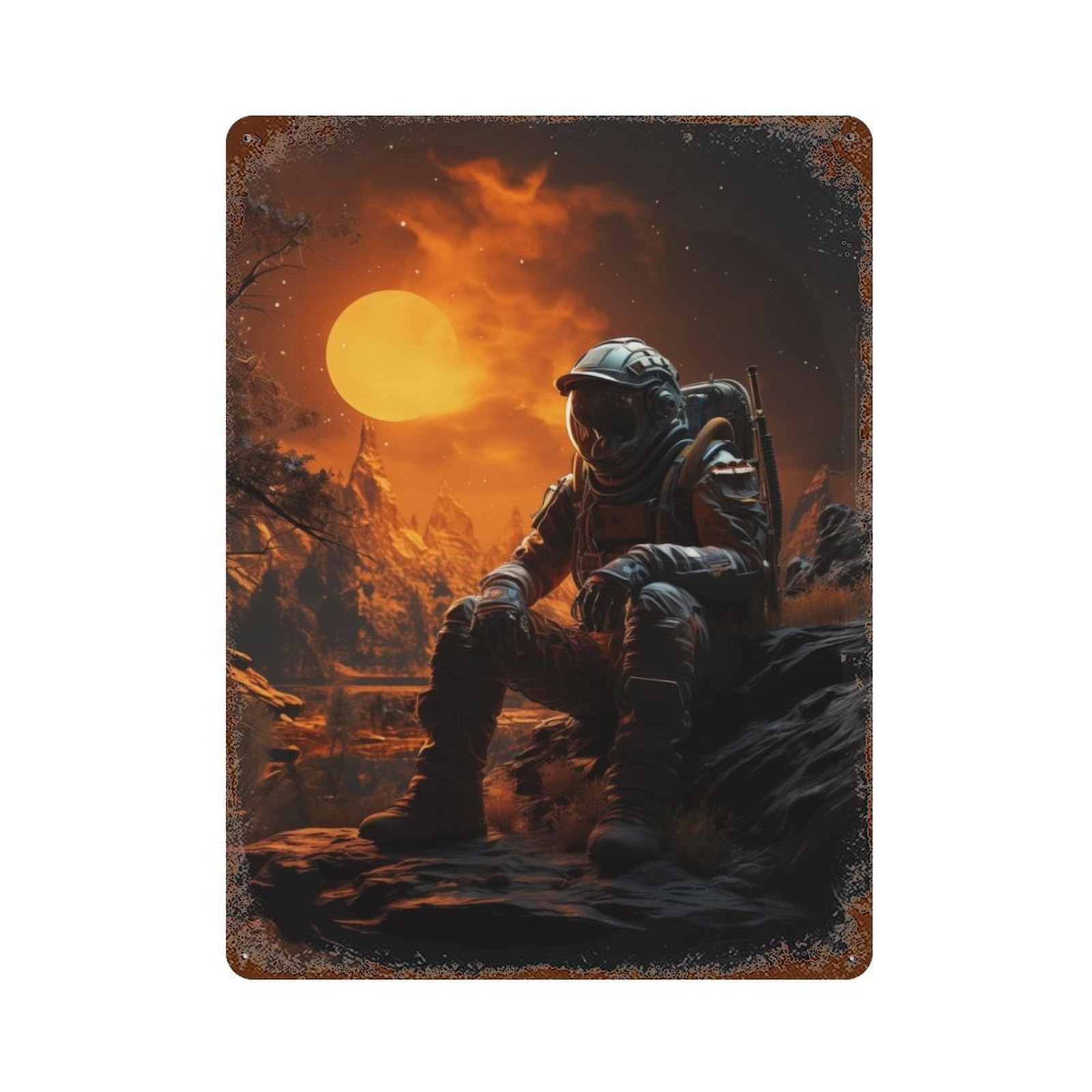 Lost Astronaut Vintage Metal Tin Sign 15.7"x11.8", Ideal for Cafe, Home Bar And Lounge Decor