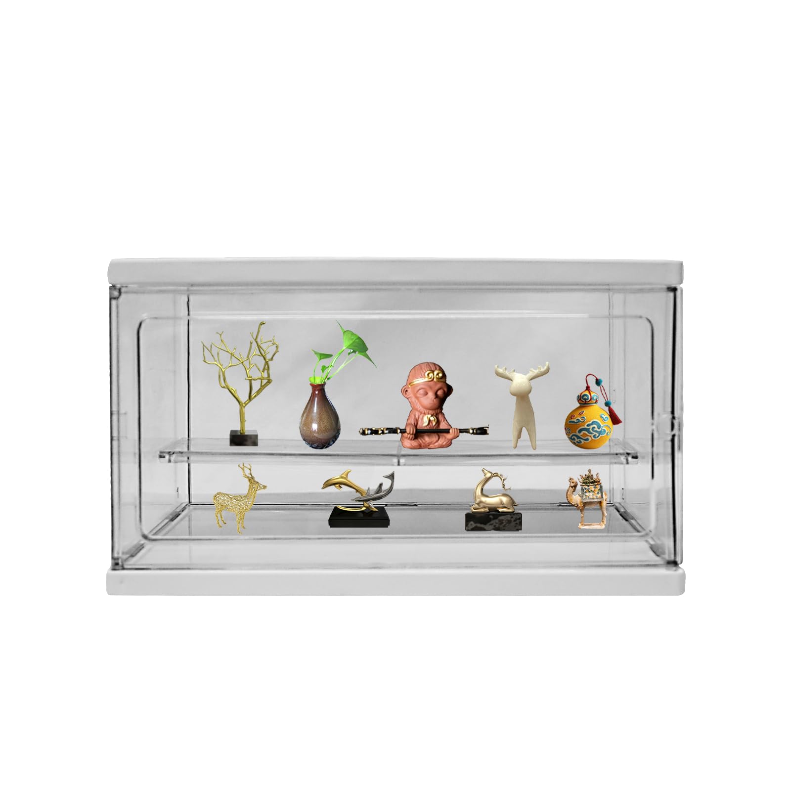 ANMOO Acrylic Display Case with Sliding Door, Single-Tier Dustproof Showcase for Action Figures Collectibles, Desktop Organizer for Miniature Figurines Home Storage(Large, 27x14x20cm)