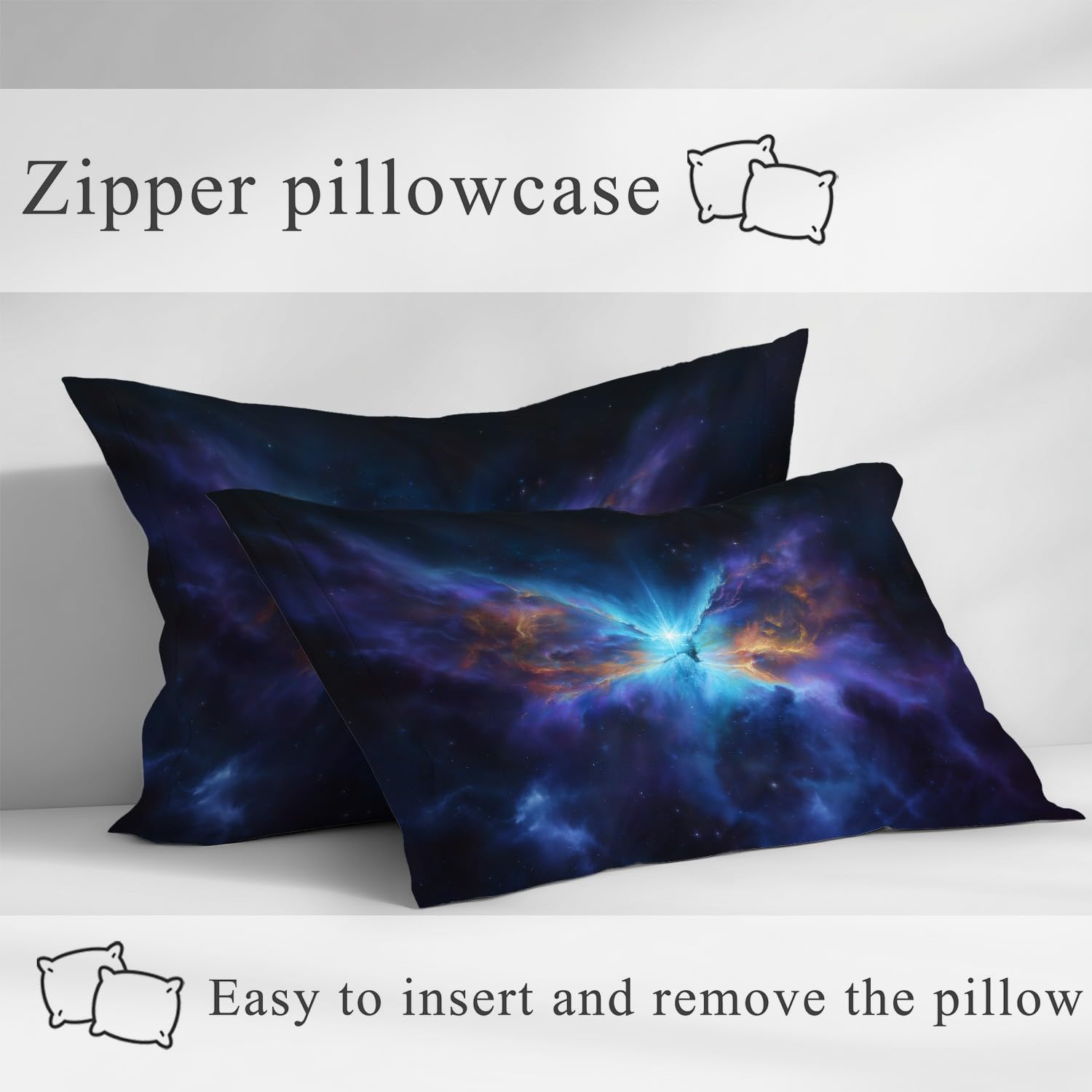 Cosmic Galaxy pojedyncze prześcieradła z gumką, 30 cm głębokości, mistyczna mgławica, marzycielska przestrzeń, miękka szczotkowana mikrofibra, odporne na blaknięcie, oddychające prześcieradło 90 x 190