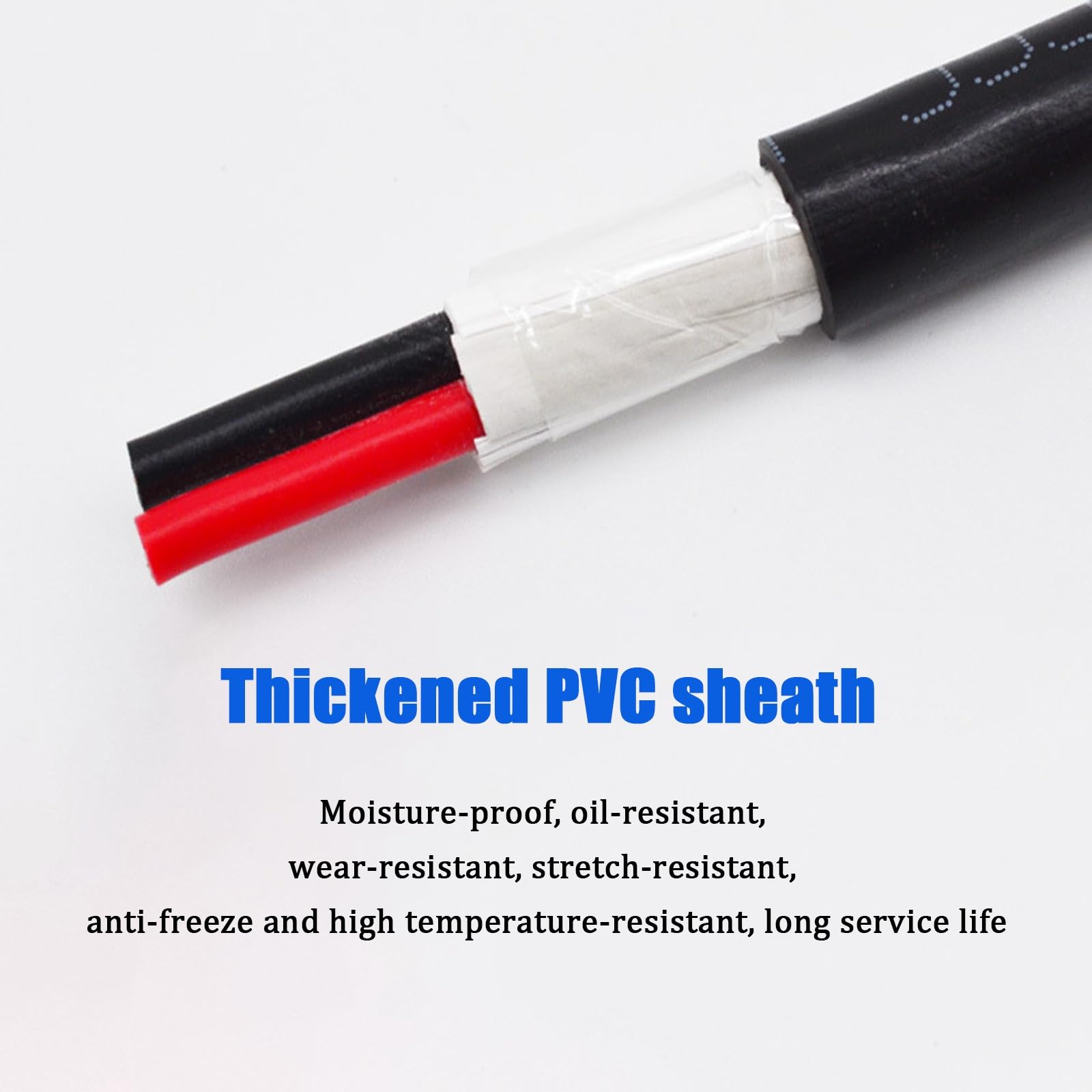 Cable de cobre puro de 2 núcleos de 1 mm² - 10-200 pies con funda de PVC, 300 V, resistente al aceite, la humedad y el desgaste for uso industrial, doméstico y de seguridad.(165ft(50m))
