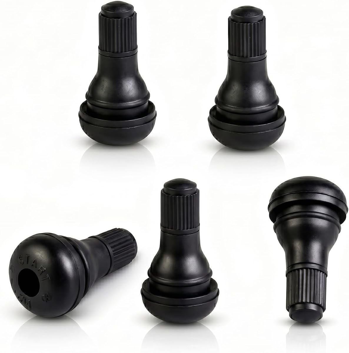 Vástagos de válvula de neumático a presión de goma sin cámara, cortos, TR412, color negro, 5 uds. Perfecto para orificios de llanta de 0,453" (11,5 mm) en neumáticos de vehículos estándar: ajuste universal para automóviles, camiones, SUV, motocicletas y cortadoras de césped