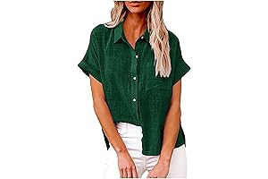 Binmer Womens Linen Button Down Shirt 2024 Fashion Plus Size Blouses