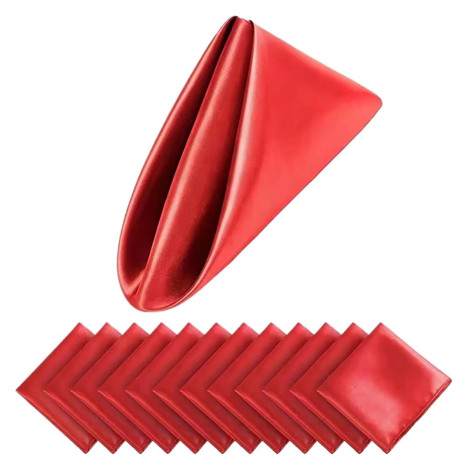 Cotton Table Napkins, Table Napkins 12pcs Square Satin Multicolor Party Wedding Decor(Red)
