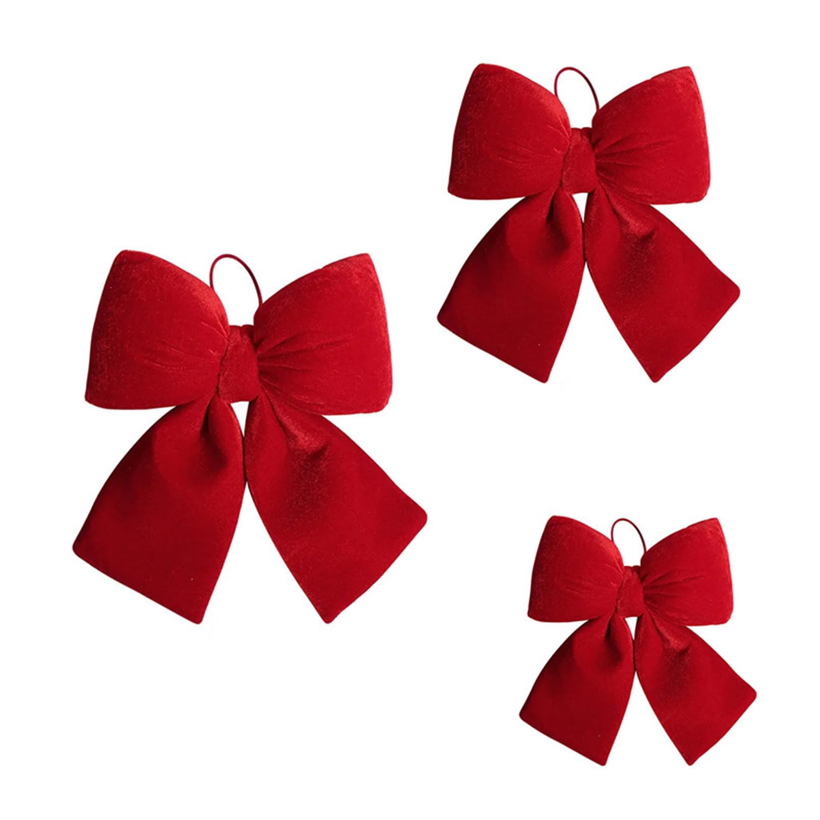 Buxuaaaa Red 3Pcs Christmas Tree Decoration Velvety Fabric Bowknot For Wreath Door Handle Mantels Window Wedding Decoration Packaging Velvety Bowknot Christmas