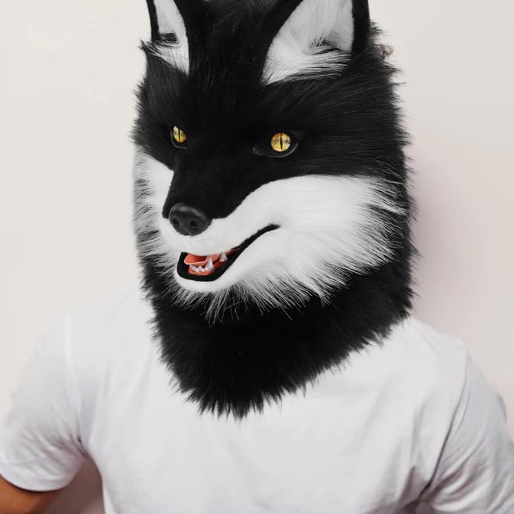 Maska zwierzęca, akcesoria do kostiumu cosplay, futrzany pies, pełna głowa, Therian, maski, impreza anime, kobiety, mężczyźni
