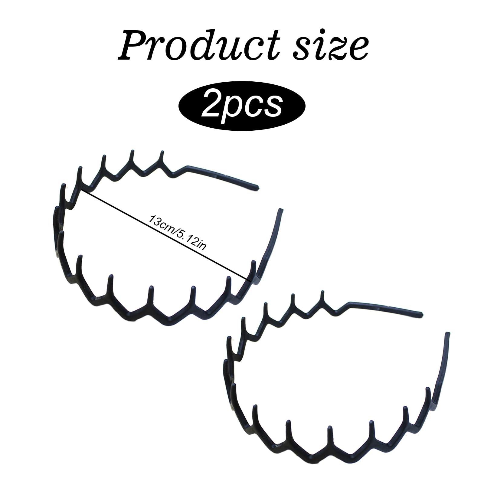 2 Pcs 90s Zig Zag Headband, Plastic Hairbands with Sharks Comb - Image 2