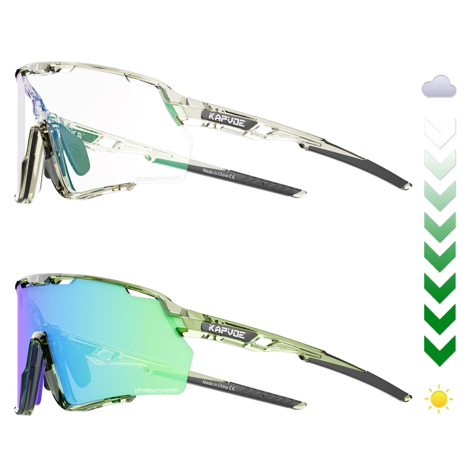 KAPVOE Selbsttönend Fahrradbrille Photochromatische Radbrill