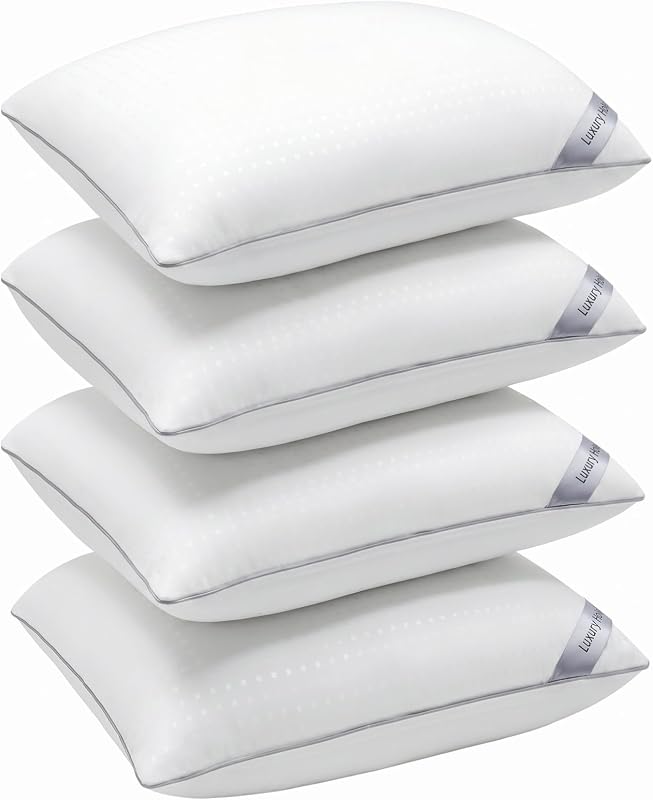 Standard Size Bed Pillows for Sleeping Set of 4,4 Pack Great Support Luxury Hotel Pillows for Side,Stomach and Back Sleepers(4 Pack)