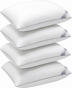 Standard Size Bed Pillows for Sleeping Set of 4,4 Pack Great Support Luxury Hotel Pillows for Side,Stomach and Back Sleepers4 Pack