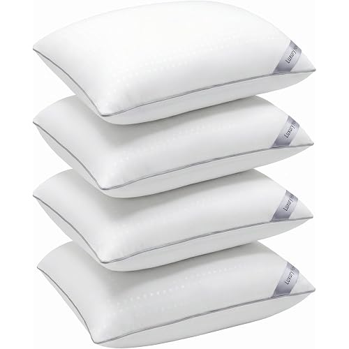 Standard Size Bed Pillows for Sleeping Set of 4,4 Pack Great Support Luxury Hotel Pillows for Side,Stomach and Back Sleepers(4 Pack)