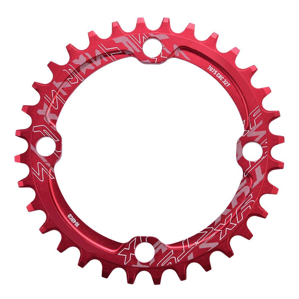 Alomejor Chain Ring Single Chainring 32T 34T 36T 38T 104 BCD Narrow Wide Chainrings for Road Mountain BMX Fixie Track Fixed(32T Red)