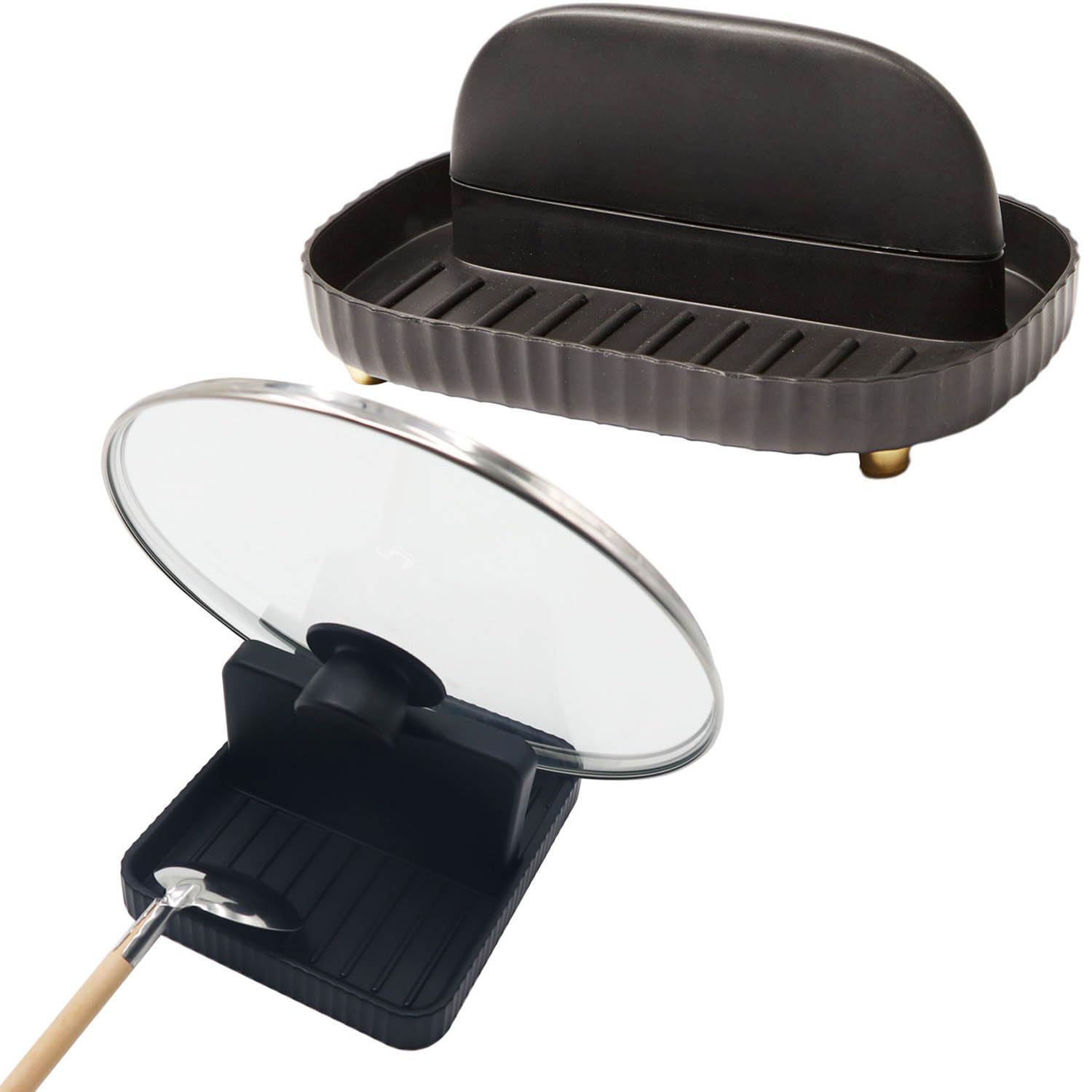 Squre Lid Holder Round Spoon Rest 2 Packs