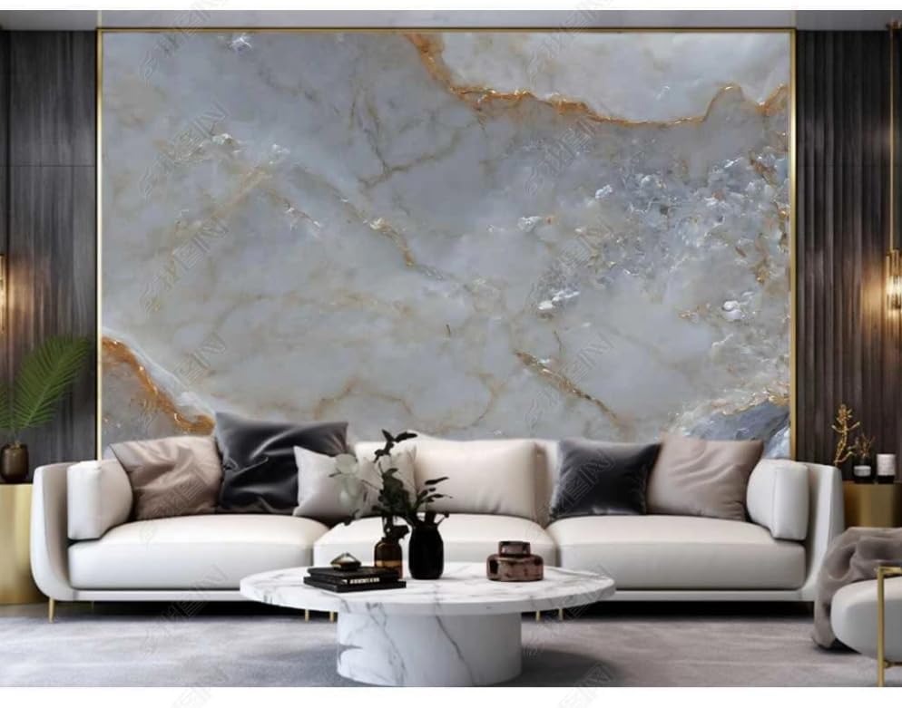 Papier peint panoramique marbre gris blanc 150x105 cm décoration murale salon