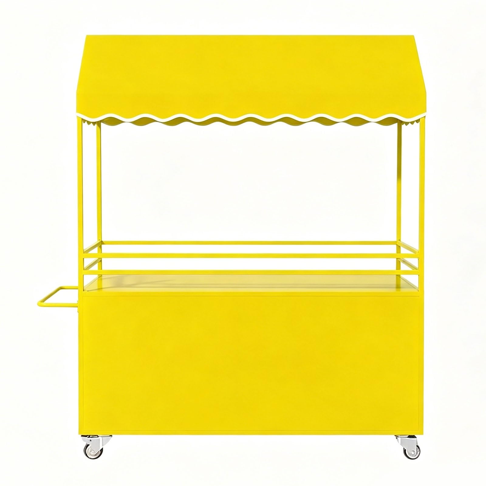 Portable Street Vendor Cart with Canopy, Farmers Market Stand, Vendor Cart for Market Display, Farm Stand with Storage(Yellow,140cm/55in)