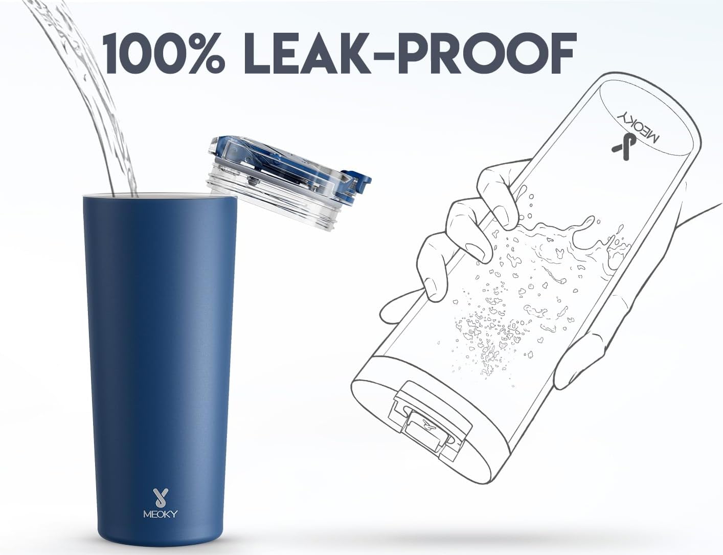 Meoky 24 oz Travel Coffee Mug with Leak-proof Lid, Stainless Steel Insulated Coffee Tumbler, Keeps Hot for 8 Hours or Cold for 24 Hours, Fits in Car Cup Holder (Sea) - Image 5