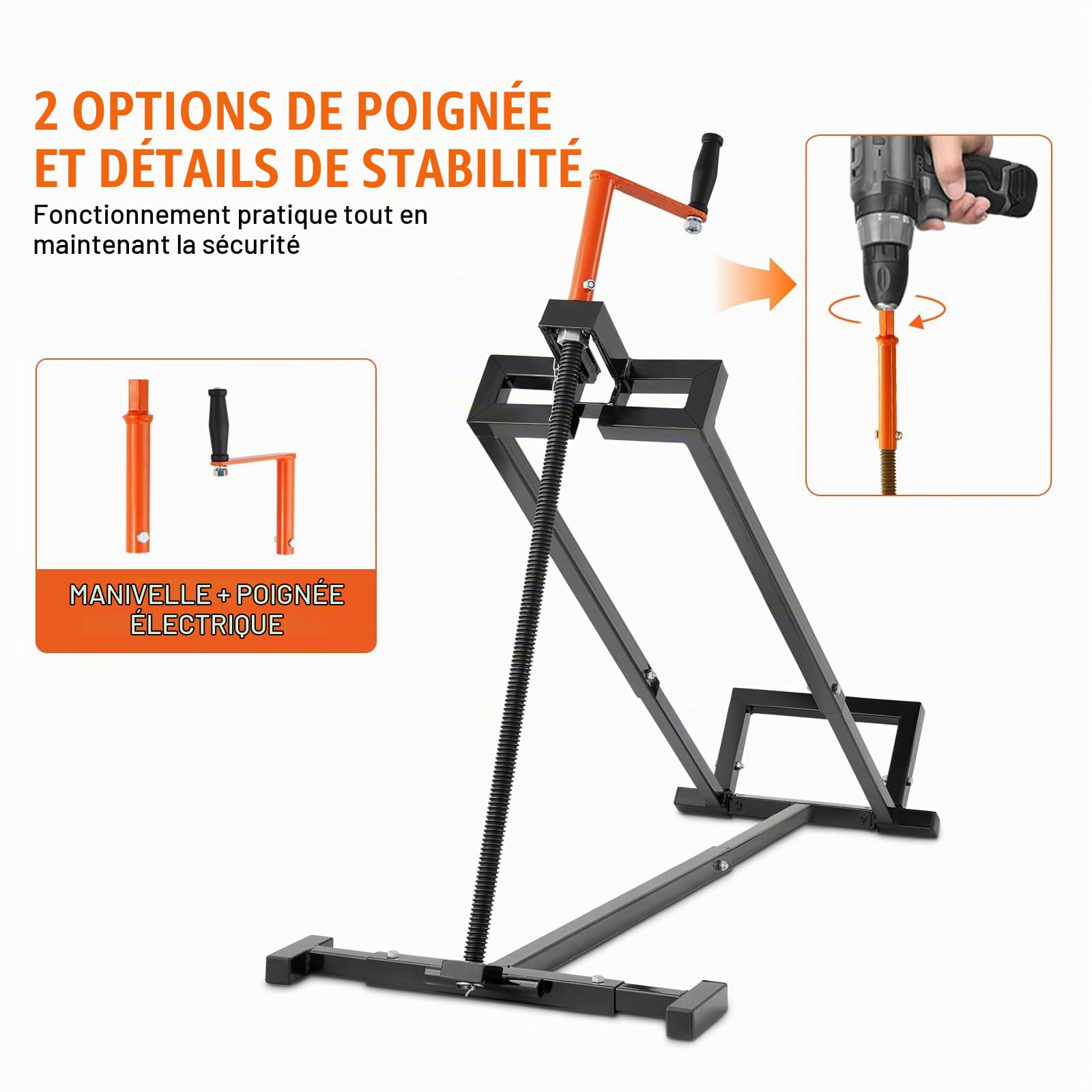 VEVOR Lève Tondeuse Autoportée Capacité de Charge 399,1 kg, Cric à Vis pour Tracteur-Tondeuse Télescopique, Élévateur pour Tondeuse à Gazon avec Manivelle et Poignée d'Outil Électrique, Jardin, Noir