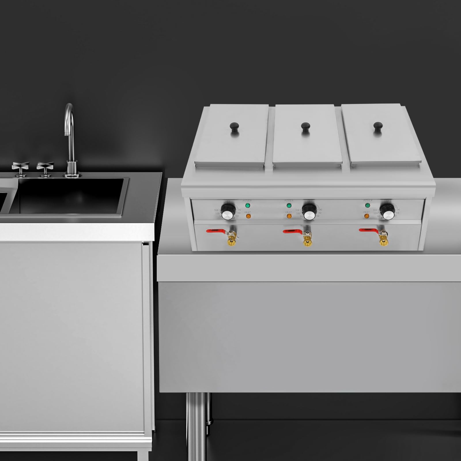Macchina per pasta elettrica 220 V, 2500 W, 9 l, fornello professionale Gastro con 6 cestini, temperatura 30 – 110 °C, stazione per pasta commerciale, per ristoranti, spuntini
