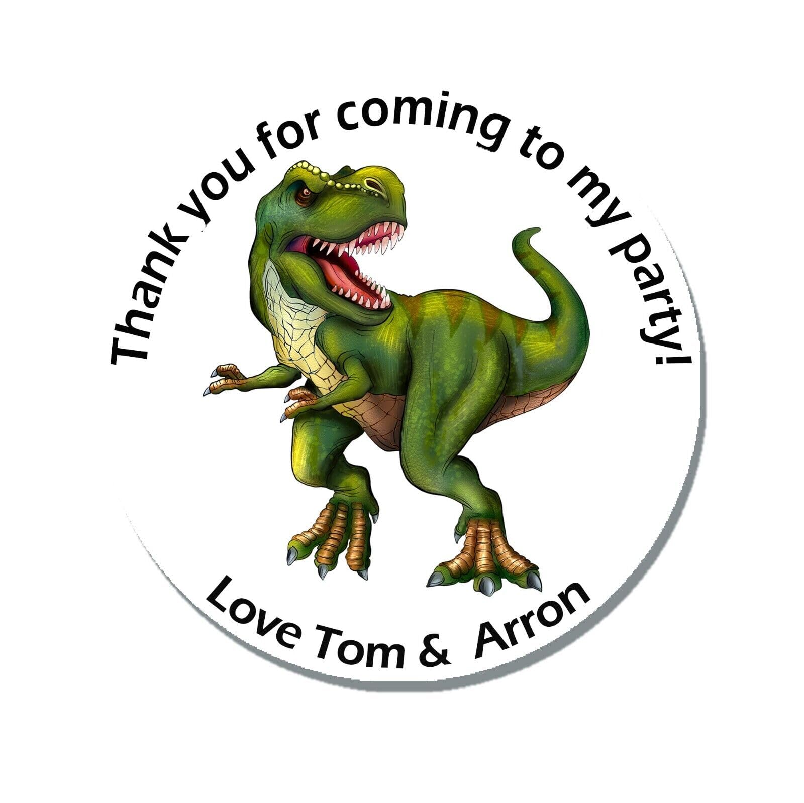 Personalised Dinosaur Mixed Birthday Stickers for Party Thank You Sweet Cone Bags Labels 4.5cm