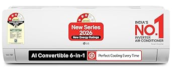 LG 1.5 Ton 3 Star Smart Inverter Split AC (Copper, AI Convertible 6-in-1, Faster Cooling & Energy Saving, Diet Mode+, HD Filter with Anti-Virus Protection, Him Clean, 2026 Model, AS-Q18JNXE, White)