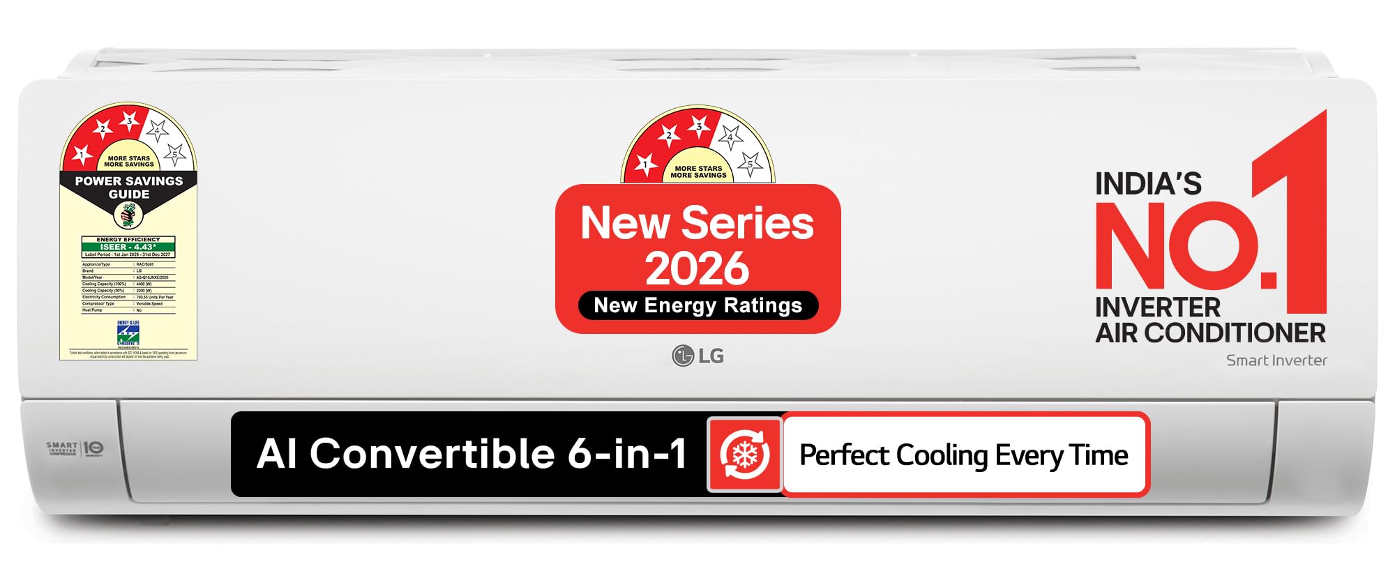 LG 1.5 Ton 3 Star Smart Inverter Split AC (Copper, AI Convertible 6-in-1, Faster Cooling & Energy Saving, Diet Mode+, HD Filter with Anti-Virus Protection, Him Clean, 2026 Model, AS-Q18JNXE, White)