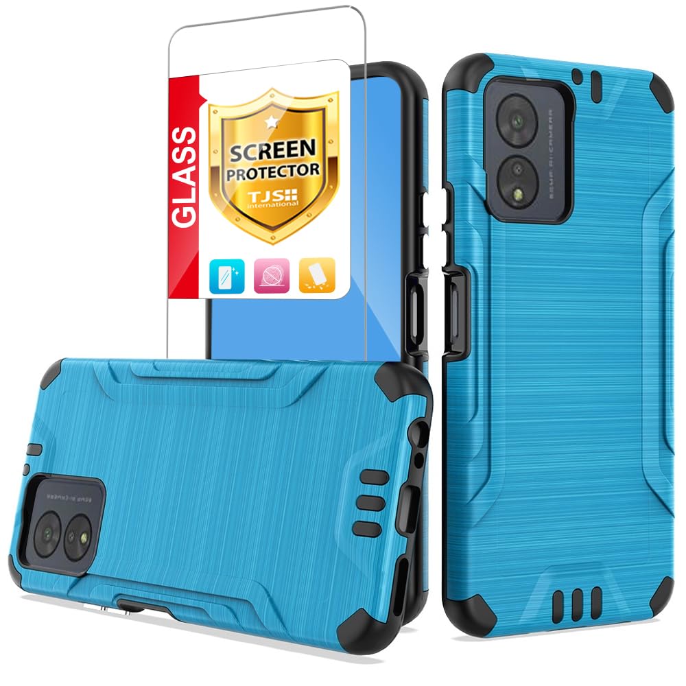 TJS Compatible for Boost Celero5G SC 2024 Case (Version Only), with Tempered Glass Screen Protector, Magnetic Support Shockproof Metallic Brush Finish