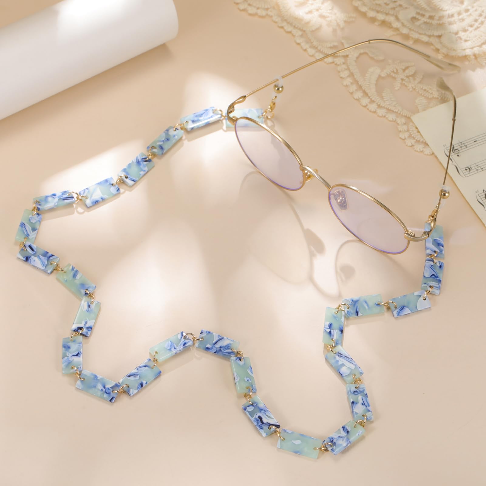 kkjoy Catenine per Occhiali a Quadrati Colorati in Acrilico Cordini per Occhiali da Sole per Vacanze Spiaggia Donne Uomini