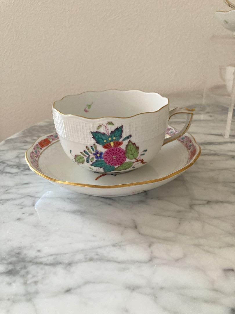 【希少・美品】ヘレンド（Herend）高級ポーセリン オーバルプレート 高級 美しい HEREND ヘレンドアポニーフラワーカップ&ソーサー