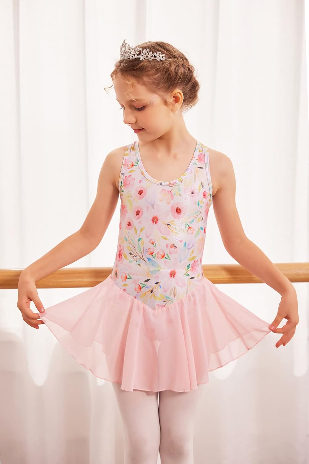 Arshiner Kid Girls Hollow Back Ballet Leotard with Skirt Sleeveless Dance Dresses - Image 2