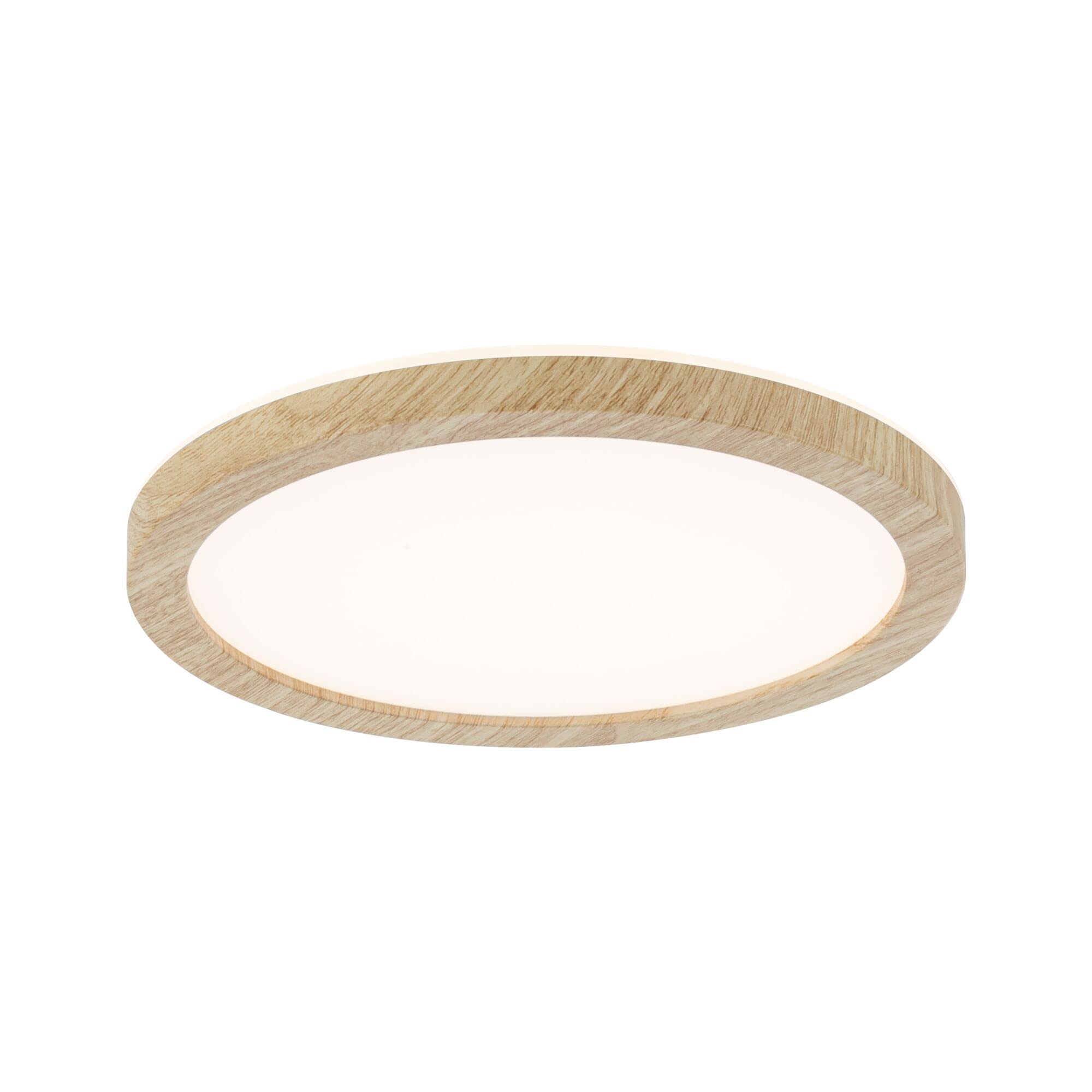 Paulmann 71027 LED Panel Atria Shine Ceiling luminaire with Backlight Round IP44 11.2W 850lm 190mm Wood Look Plastic 3000K, Warm White Bathroom luminaire