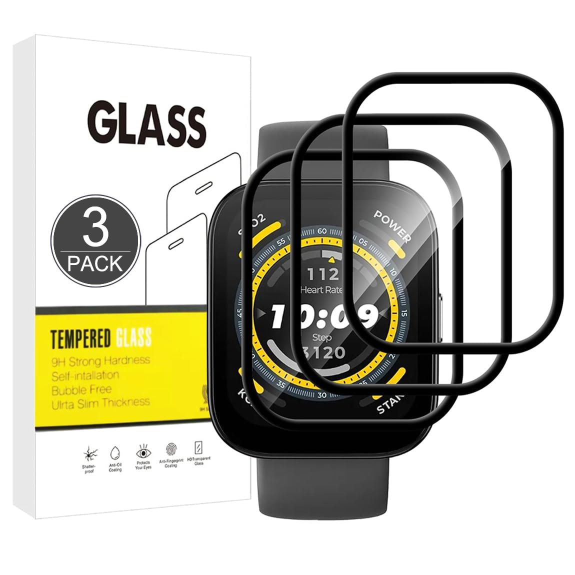 Protector de pantalla Compatible con Amazfit Bip 5,[3 Pack] [Cubierta completa curvada en 3D][Resistente a los arañazos] Protector para Amazfit Bip 5