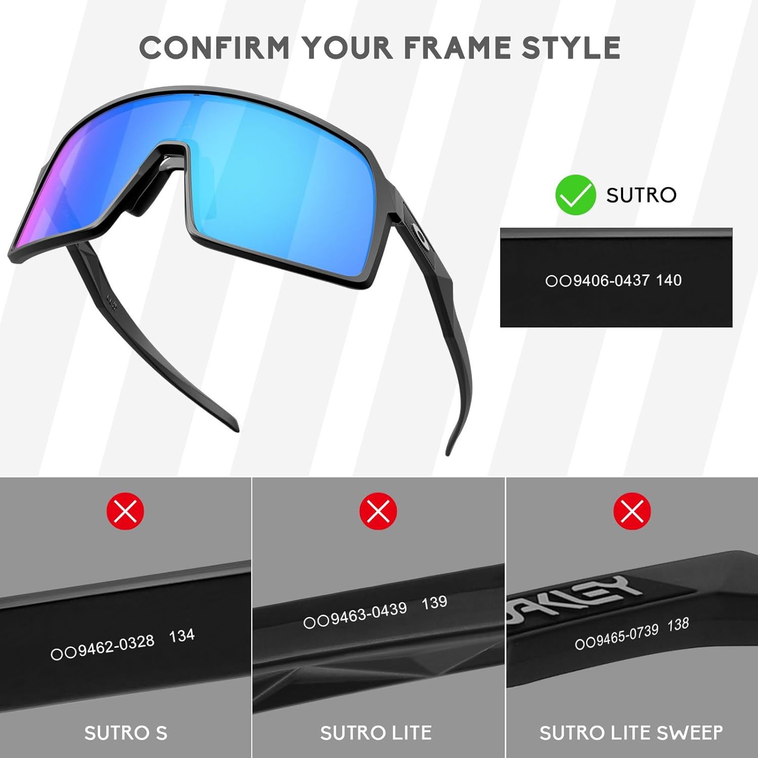4 Pieces Polarized Replacement Lenses for Oakley Sutro OO9406 / Sutro Asian Fit (AF) OO9406A Sunglasses, Anti-Scratch and Impact Resistant