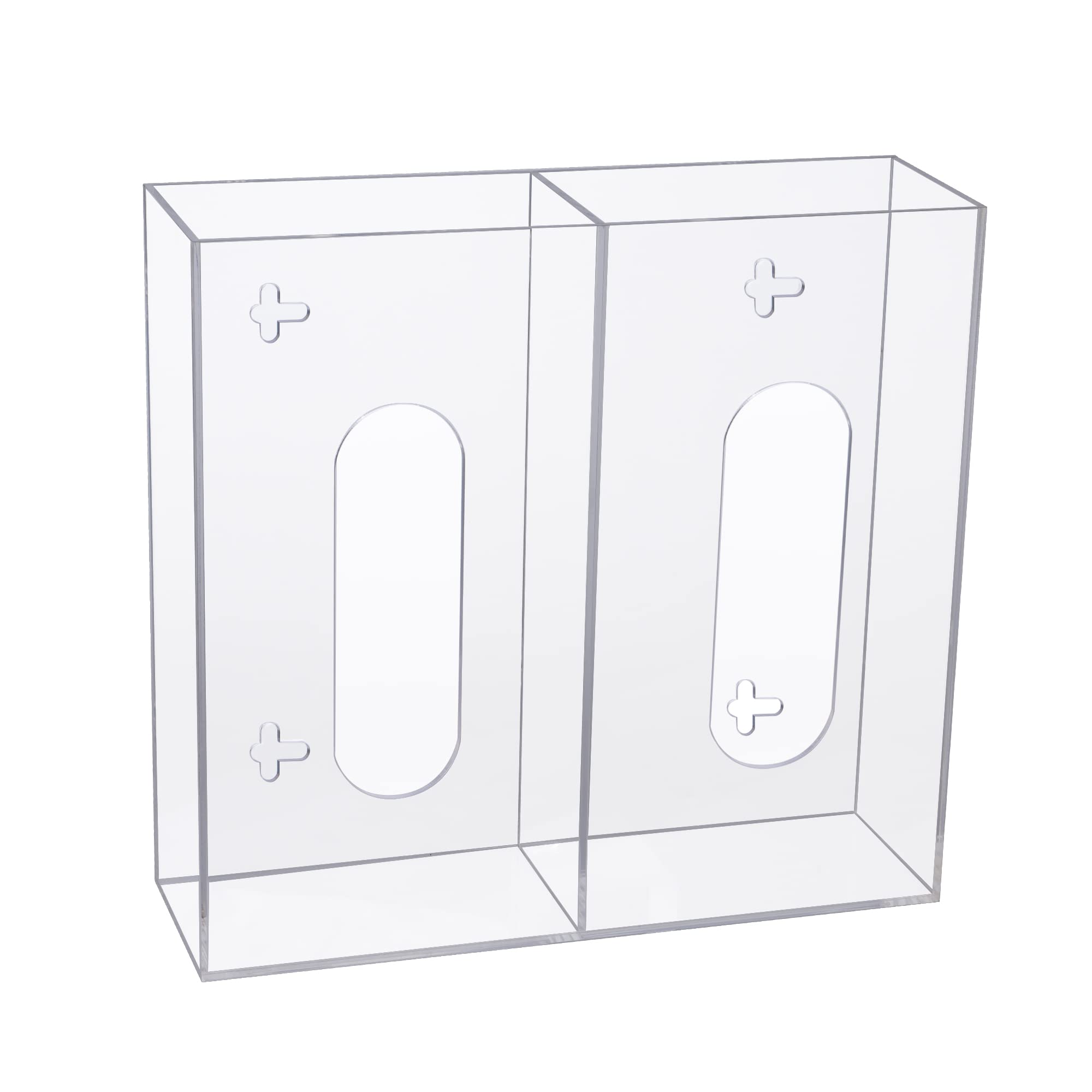 Porta dispenser per guanti in acrilico, a parete, doppio guanto per medicina, lattice, gomma, nitrile, esame, scatole per guanti usa e getta, per tessuti, trasparente