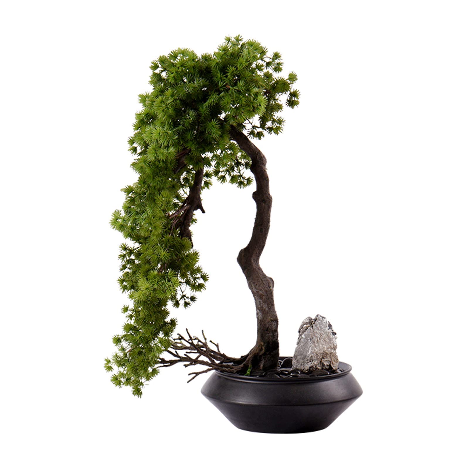 HCZKIUJY Artificial Plants Japanese-style Cedar Bonsai Artificial Tree with Ceramic Pot, 25.5-Inch, Green Fake Plants Decor