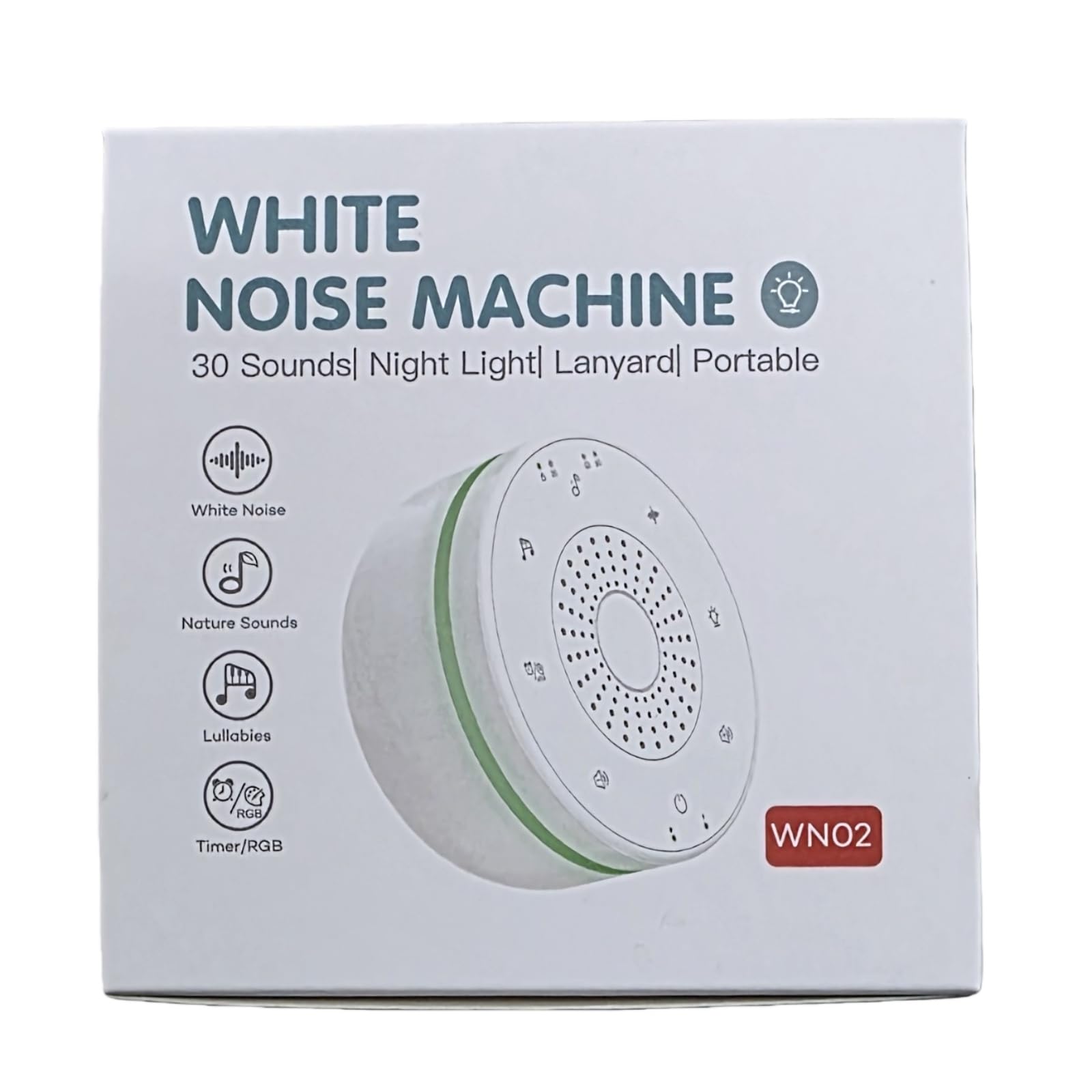 EMEBAY Machine à Bruit Blanc, Boite Musique Thérapie Sonore Avec 30 Sons Apaisants, Veilleuse/Fonction Mémoire/32 Niveaux de Volume/3 Minuteries, Appareil d'Aide au Sommeil pour Adultes et Enfants