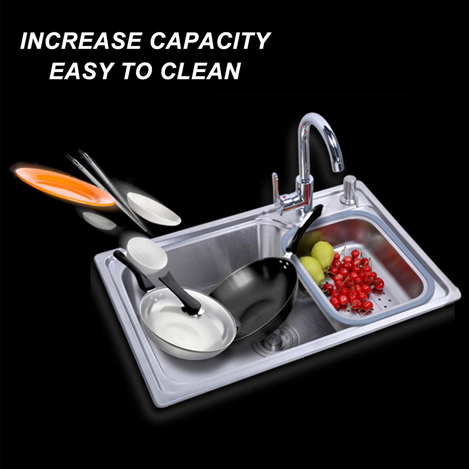Fregadero de Acero inoxidable de Un Solo Seno, fregadero de cocina, senos profundos empotrados con cesta de drenaje y accesorios, utilitario para restaurante, baño, despensa, Bar.