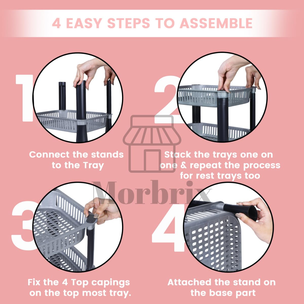 Morbrix Vegetable Kitchen Storage Rack Stand – Multipurpose Plastic Organizer Shelf for Home, Pantry & Office – Space-Saving Storage Rack (4 Layer Rack Stand, Navublue Color) - Image 7 thumbnail