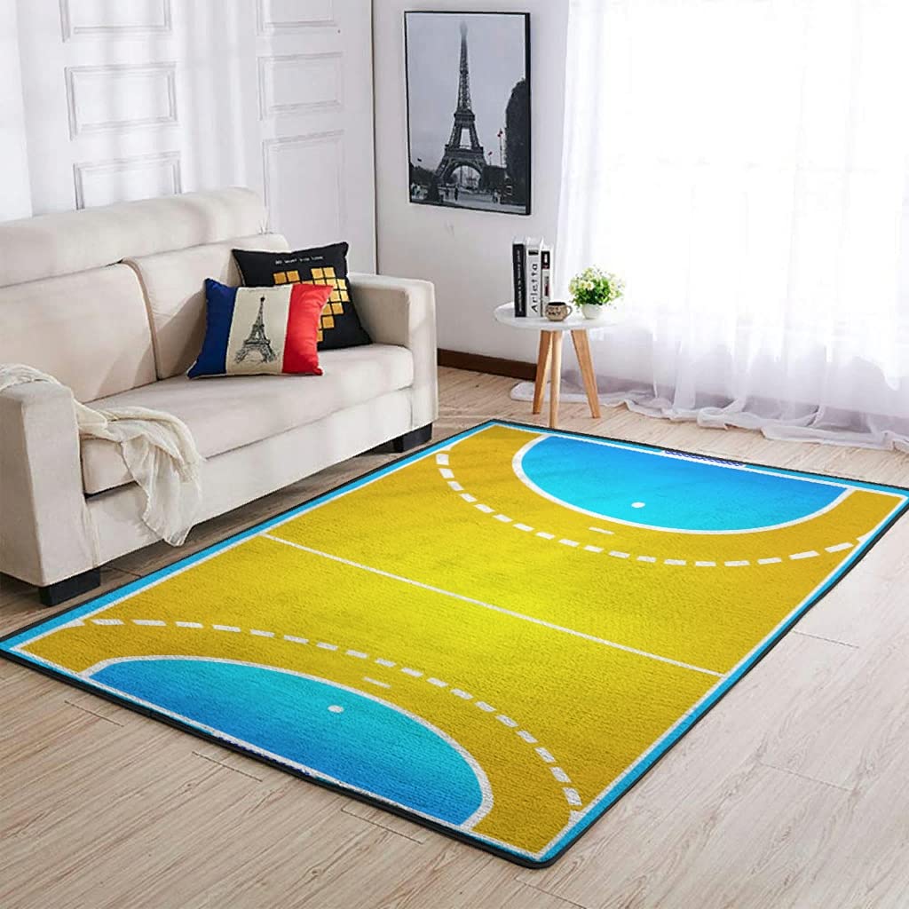 Eishockey-Teppich Für Wohnzimmer & Kinderzimmer – Blaue/weiße Stadion-Optik, Flanell-Oberfläche, Rutschfeste Unterseite