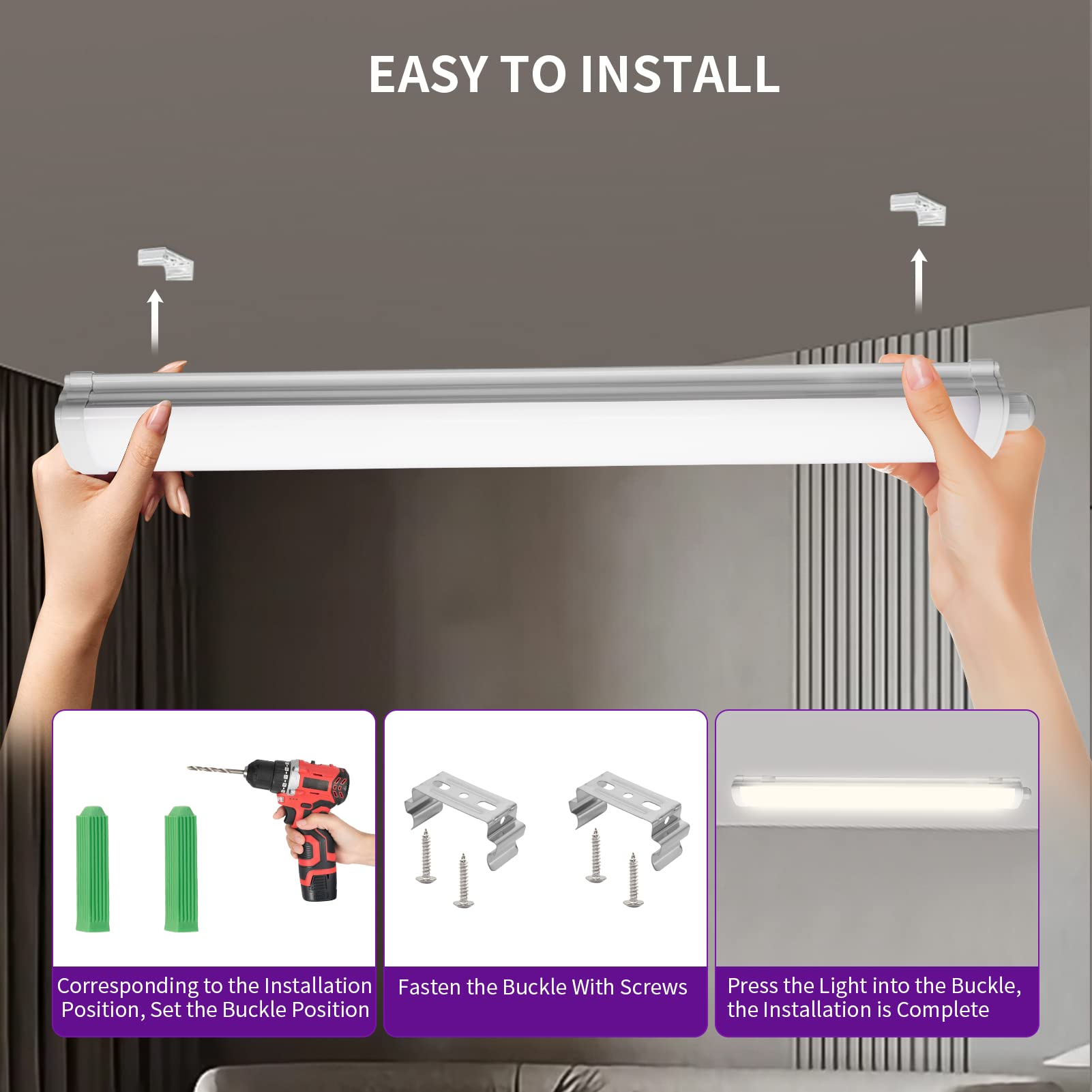 Fluorescente Tubo LED 150cm,50W 5000LM Fluorescente Regleta LED,4500K Blanco Neutro Fluorescente Regleta LED,IP65 Impermeable Barra LED,Luminaria LED Lampara para Garaje Oficina Sótano Cocina Baño