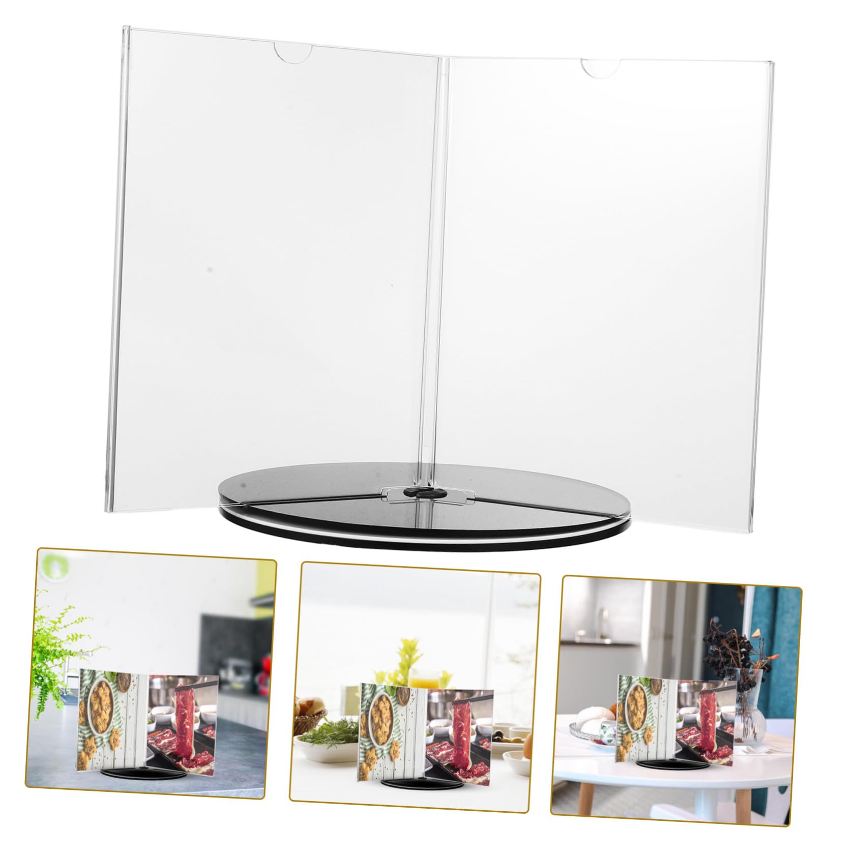 Soporte Acrílico Giratorio Para Menús A5 14,8x21 Cm Con Base Estable Transparente Para Escritorio, Expositor Vertical Multifuncional Para Restaurantes y Oficinas