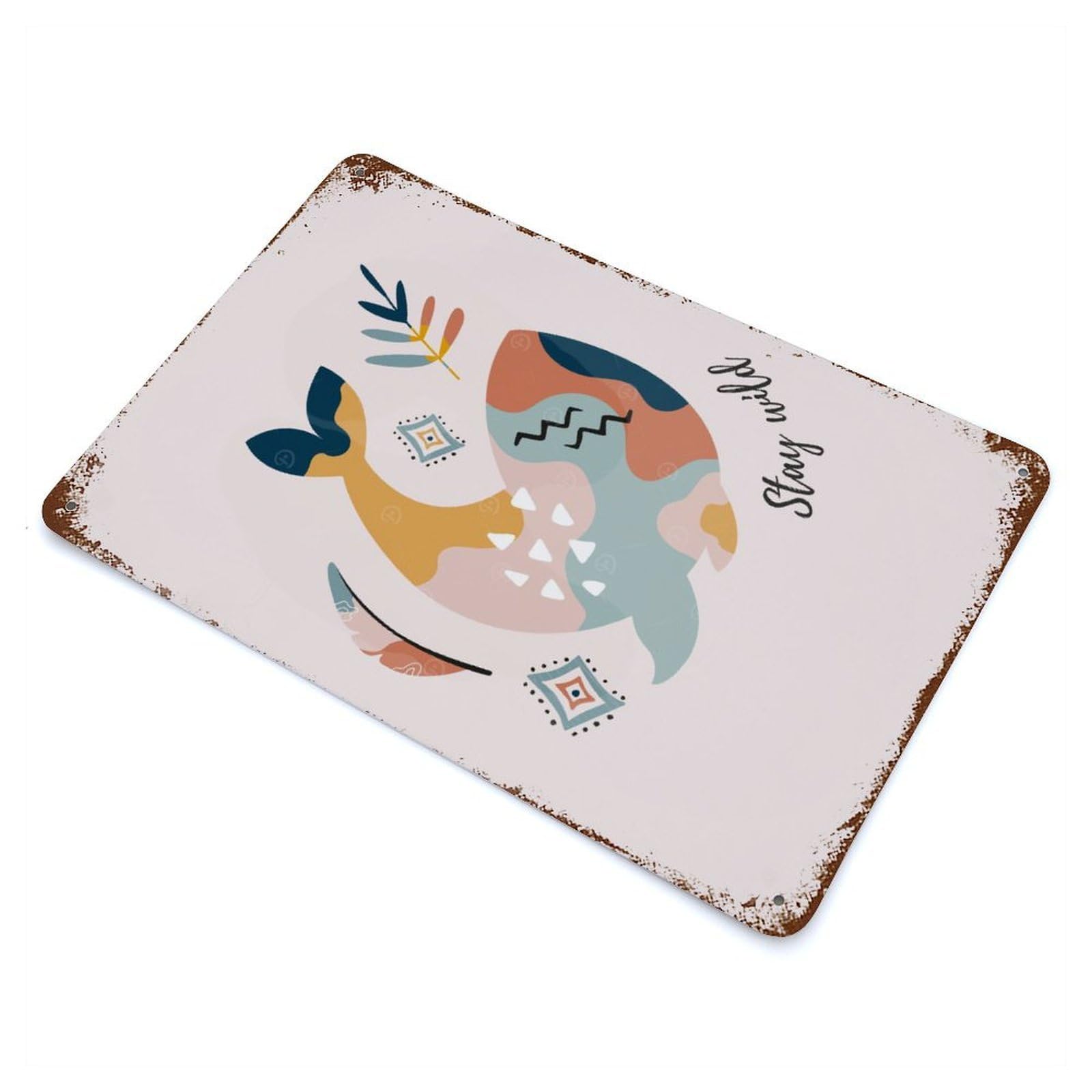 Whale Abstract Art Print 11.8"x7.9" Rusty Metal Tin Sign, Shabby Chic Decor for Bistro, Counter And Cafe Decor