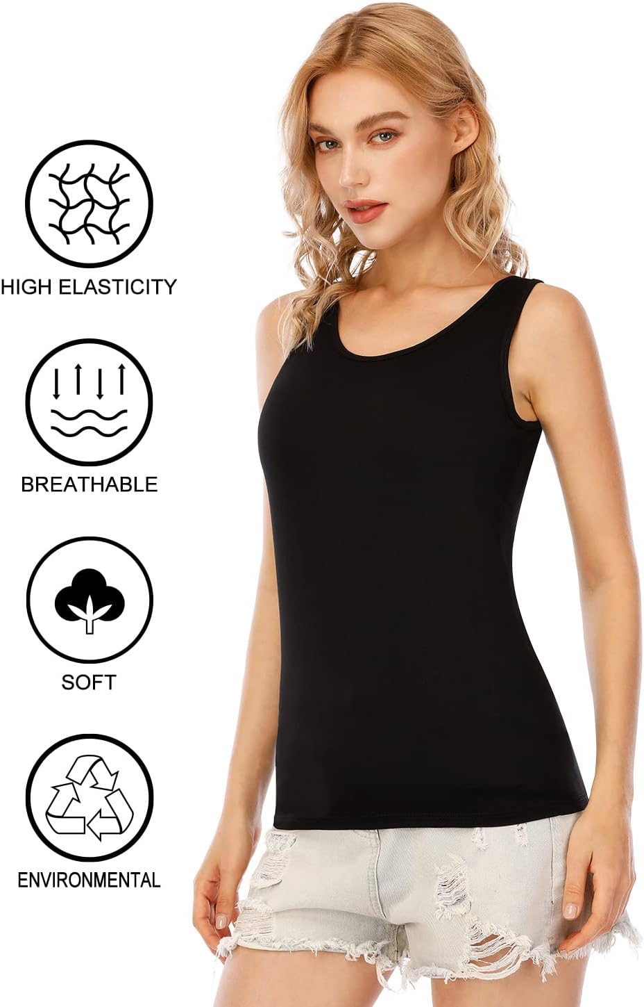 Orrpally Basic Tank Tops for Women Undershirts Tanks Top Lightweight Camis Tank Tops 4-Pack - Image 4