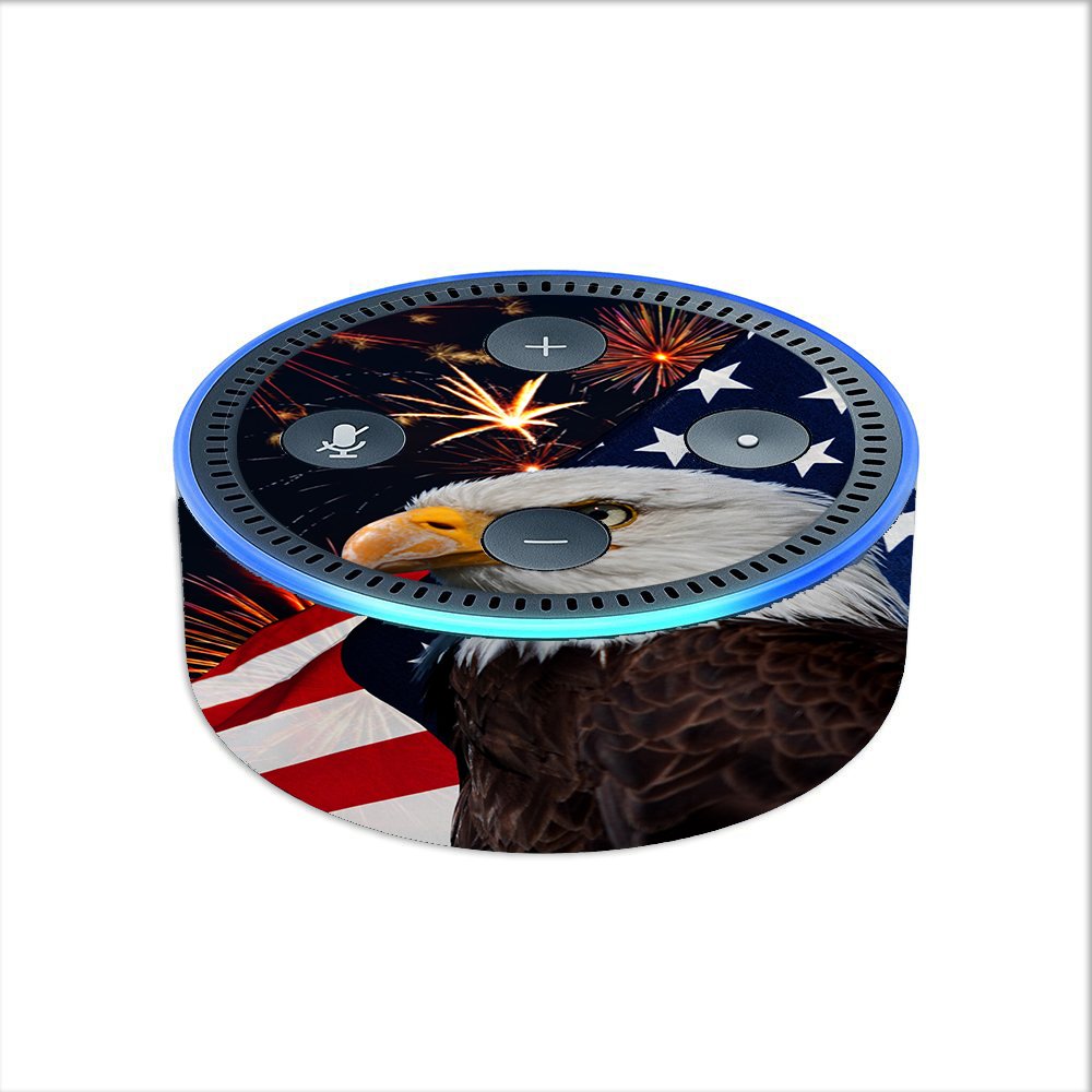 Skin Decal Vinyl Wrap for Amazon Echo Dot 2 (2nd Generation) / Eagle America Flag Independence