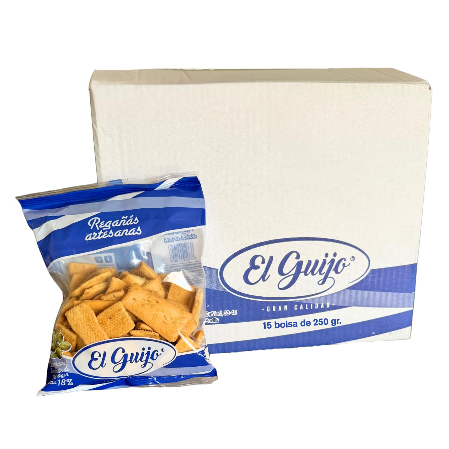 Regañá Artesana El Guijo 18% Aceite de Oliva Virgen Extra Pack 15x250g Cuadraditos Pan Crujiente