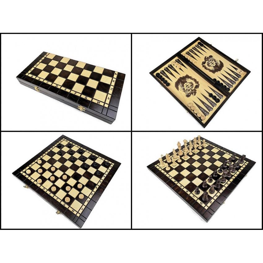 Juego de ajedrez 3 en 1 + damas + backgammon juego grande 40 x 40 cm